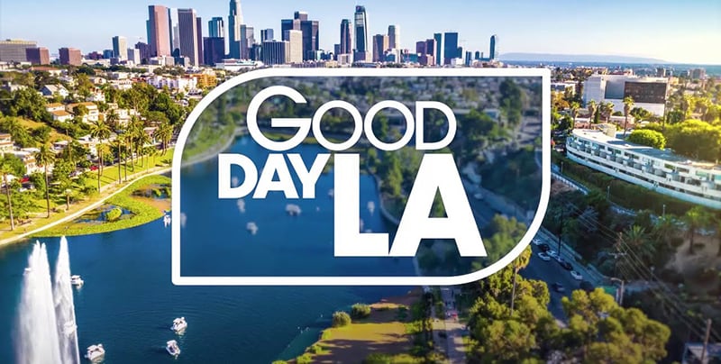 Good Day LA logo over a picture of LA
